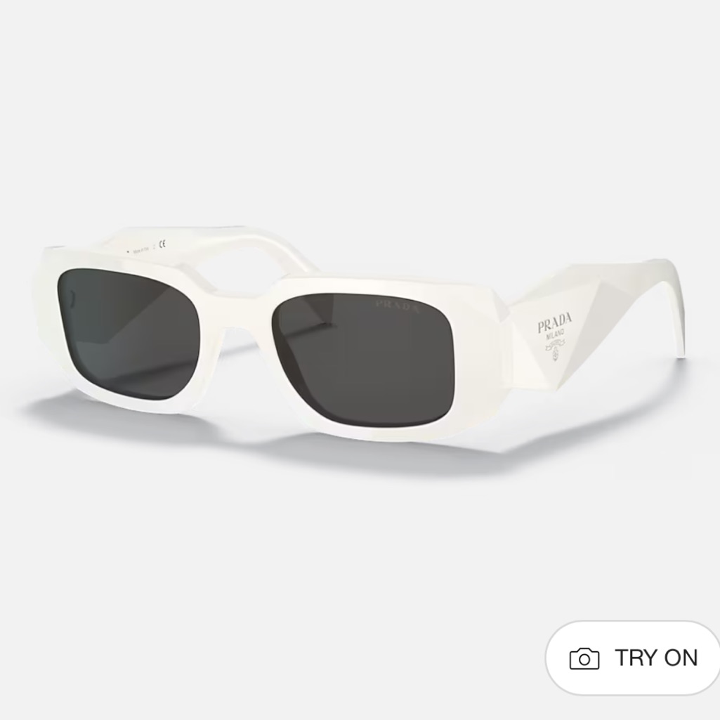 Prada White Rectangular Sunglasses